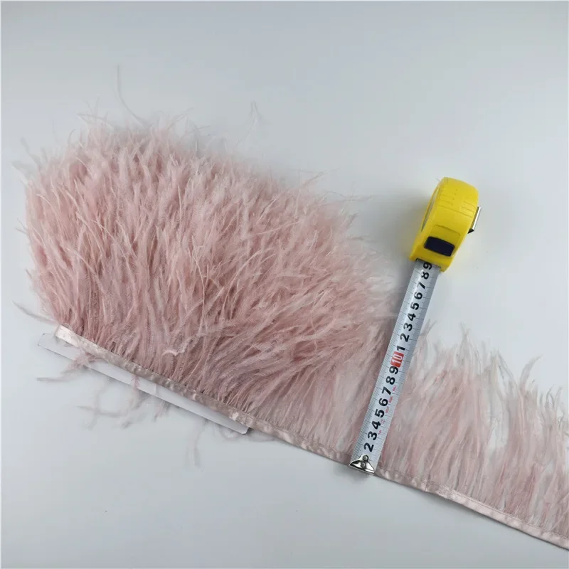 1 Meter/Los Straußenfeder-Borte, Breite 10-15cm, Weiße Straußenfedern für Bastelarbeiten, Fransen, Plumas, Karnevalsdekoration – Detail 5