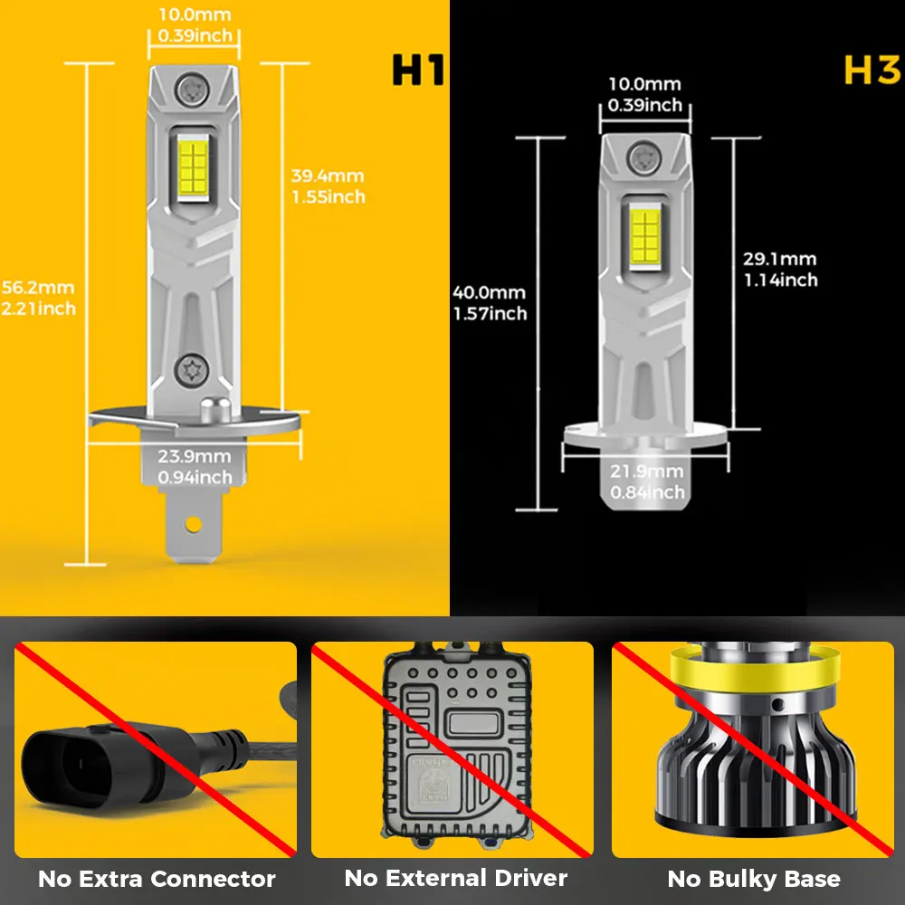 BMTxms 2x H1 H3 LED Fog Light Fanless For Nissan Patrol Xtrail Hyundai Elantra Accent Lantra Coupe KIA Sedona Honda Accord Civic