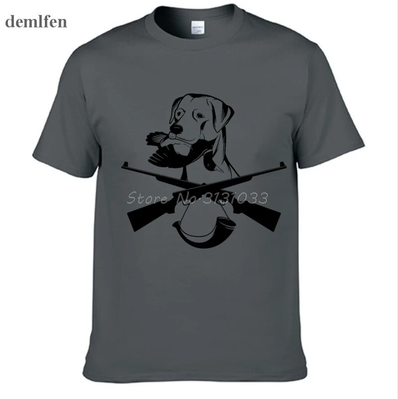 Hunt Dog Hunter Guns Print T-shirt Oversized Unisex Streetwear Tshirt Men\'s Clothing Casual Cotton Tops Tees Fitness T Shirt