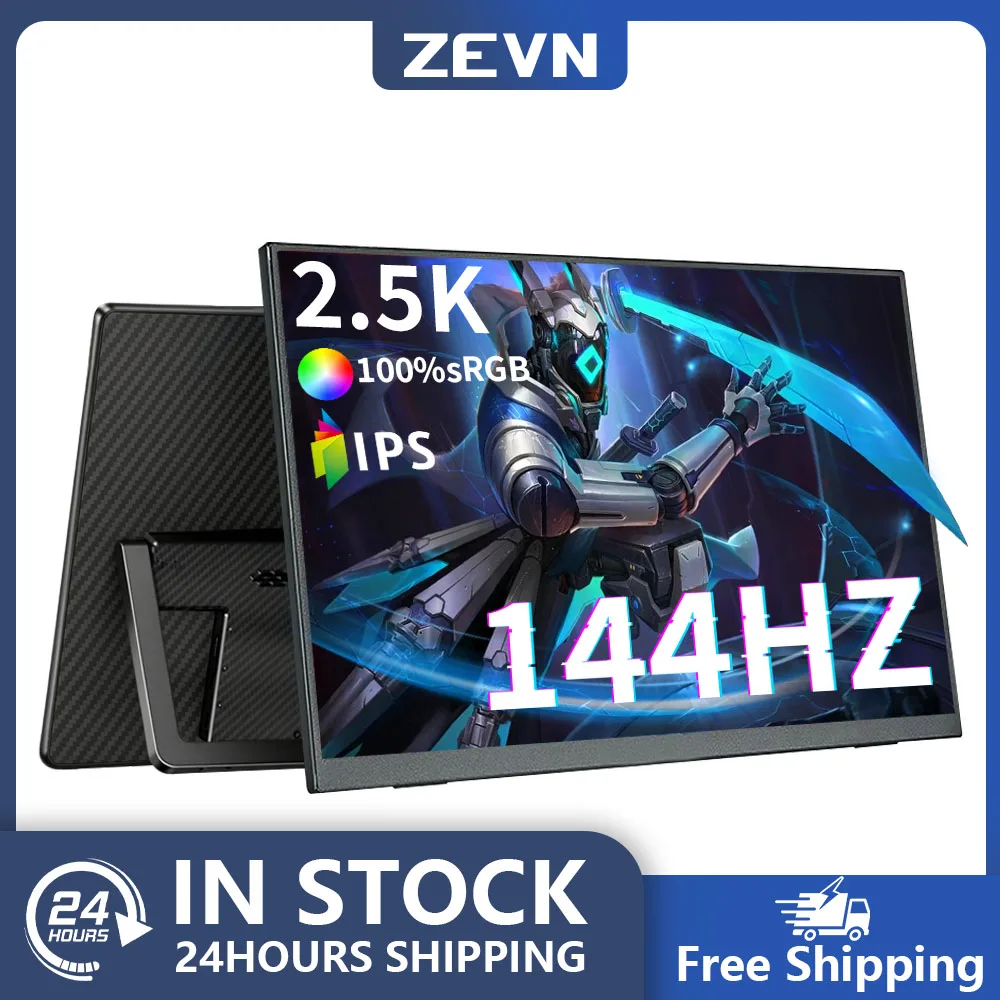 ZEVN 16 Inch 144Hz Portable Gaming Monitor for Nintendo Switch Steam Deck PS4/5 VESA Mount Mini HDMI & USB-C Travel Monitor