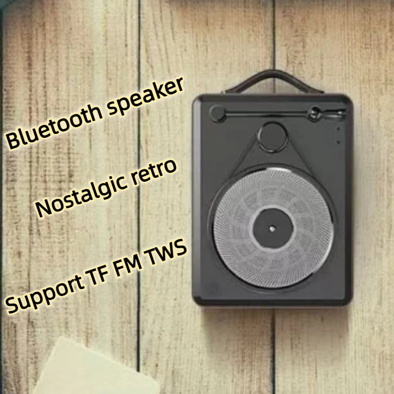

Bluetooth 5.0 Subwoofer Portable Retro Speaker Stereo Large Capacity TF/FM Built-in TWS Connection Wood Grain Phonograph
