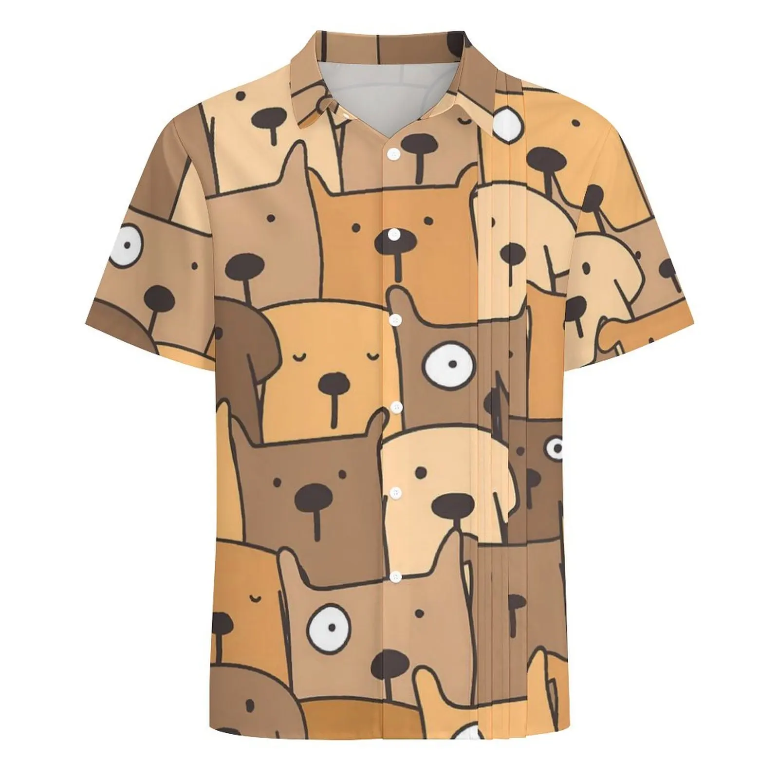 Camisa havaiana masculina, praia, desenho animado, animal, casual, manga curta, respirável, gráfico, blusas soltas, plus size, estampa para cães