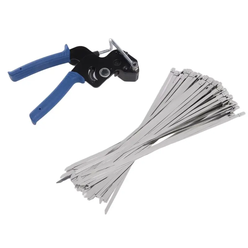 Stainless Steel Cable Tie Gun + 100x 4.6x270mm SS Ties Heavy Duty Tensioning & Cutting Tool for Home Office Industrial