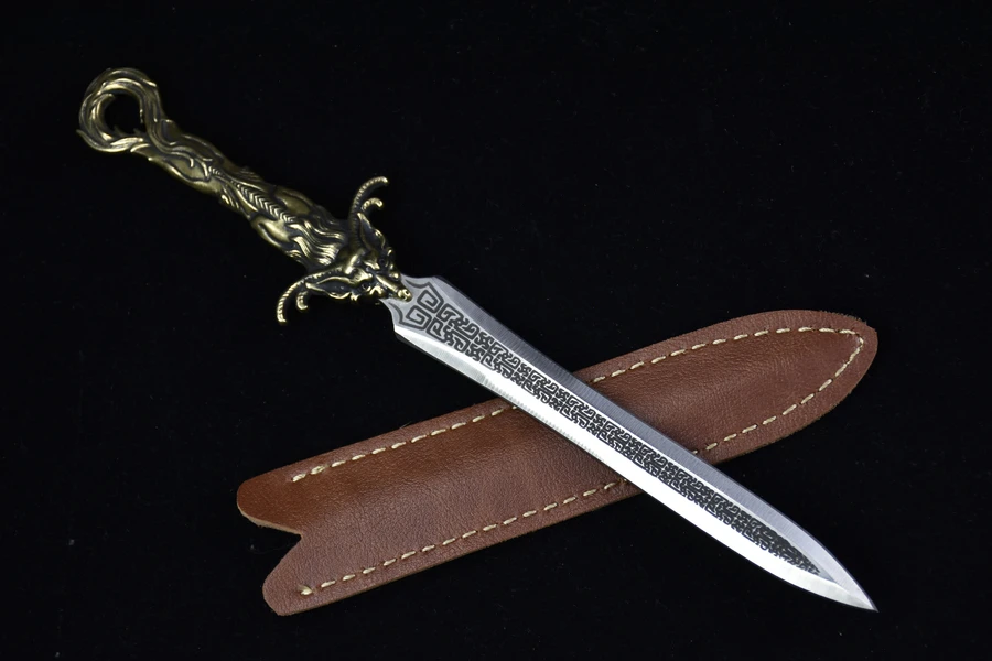 27 سنتيمتر فايكنغ فاير دراجون السيف الحقيقي مصنوع من الفولاذ المقاوم للصدأ ، أسلحة لعب الأدوار كاتانا ، فيلم النينجا الكونغ فو #1