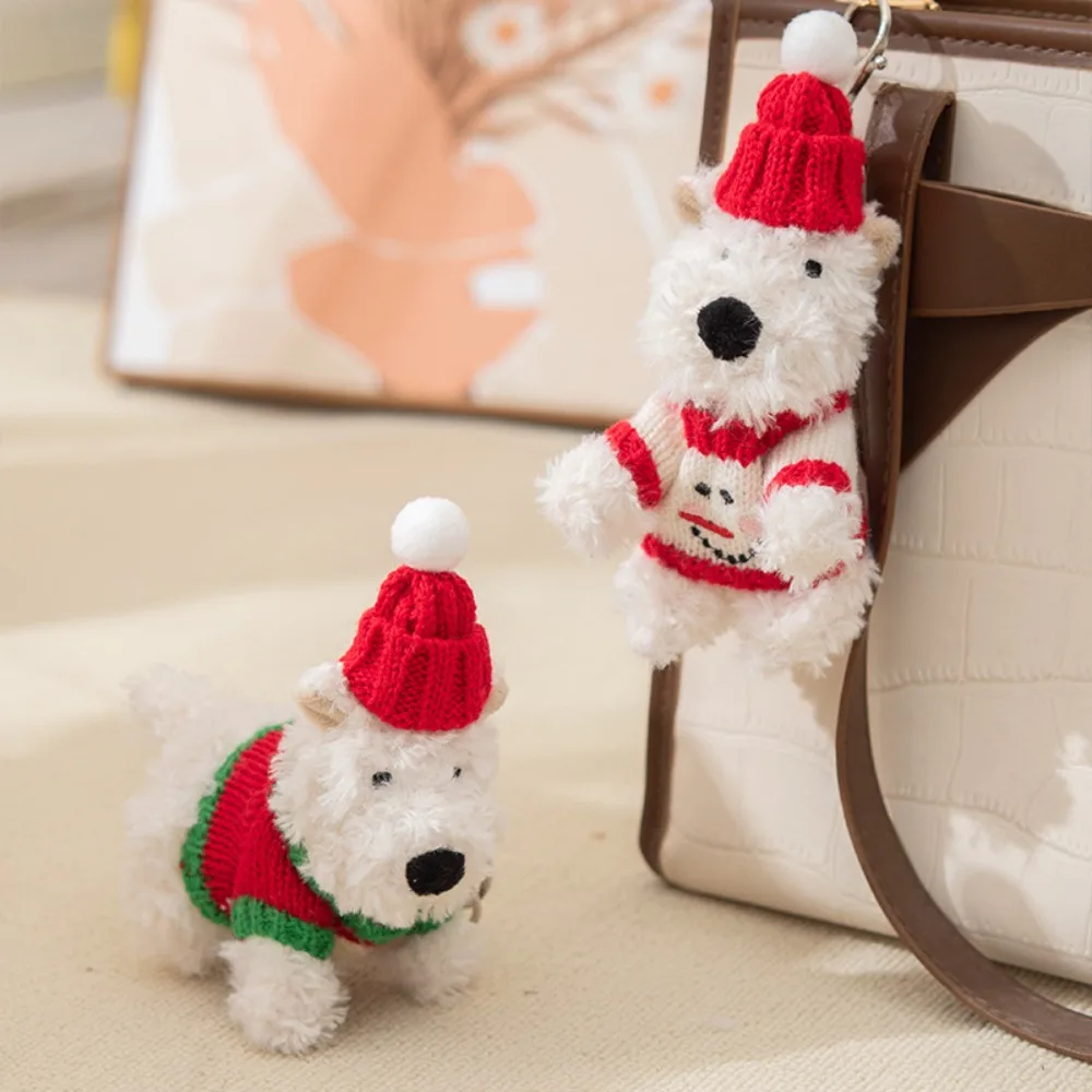 Colgante de bolso de las Tierras Oeste de peluche, llavero de muñeco de cachorro de peluche de Animal de dibujos animados antipérdida, colgante de coche de felpa bonito, colgante de bolso