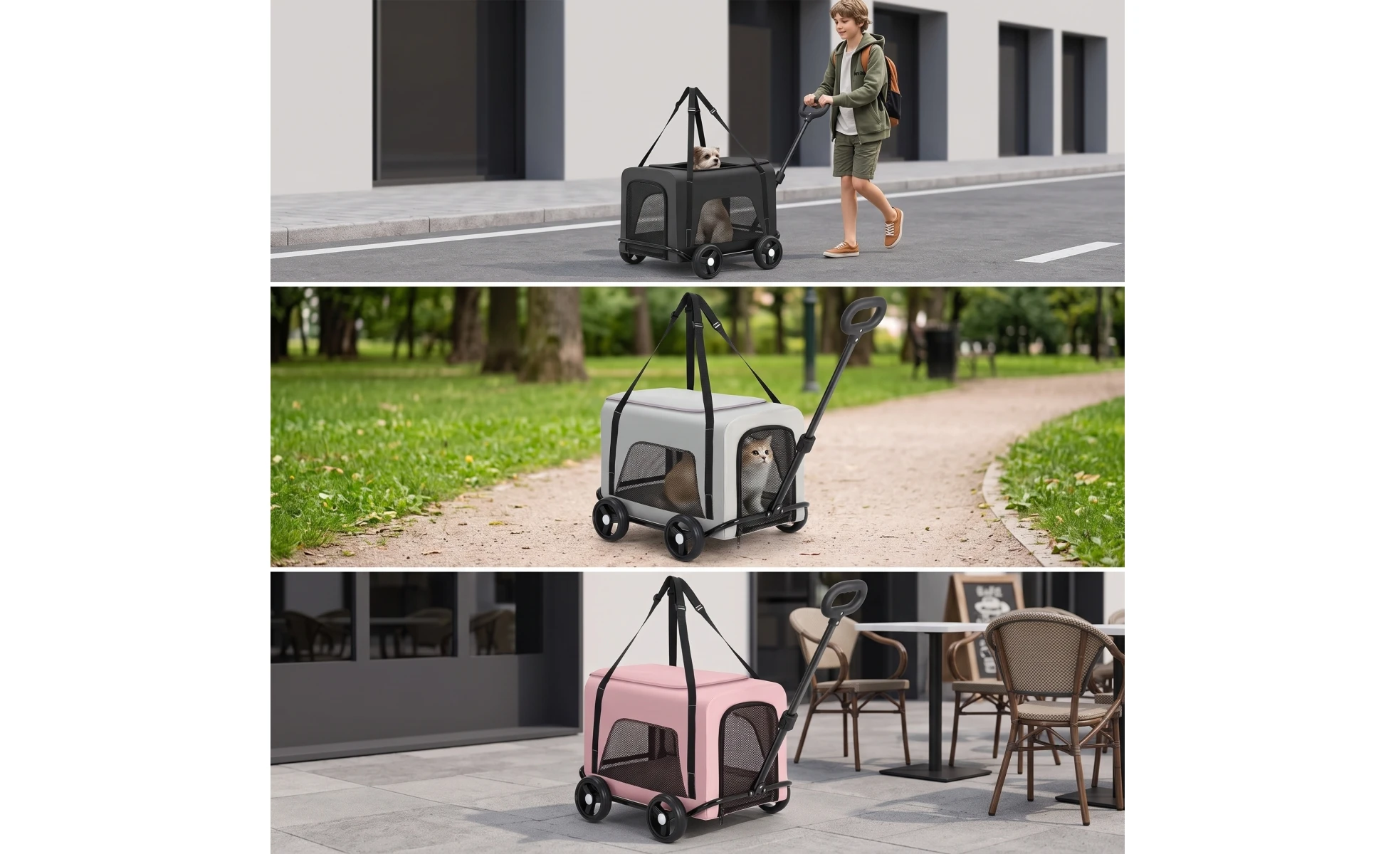 Rolling Pet Carrier Foldable Wheeled Pet Carrier Smooth Spacious for Small Pets, Travel, Vet Visits Rolling Pet Carrier Foldable Wheeled Pet Carrier Smooth Spacious for Small Pets, Travel, Vet Visits