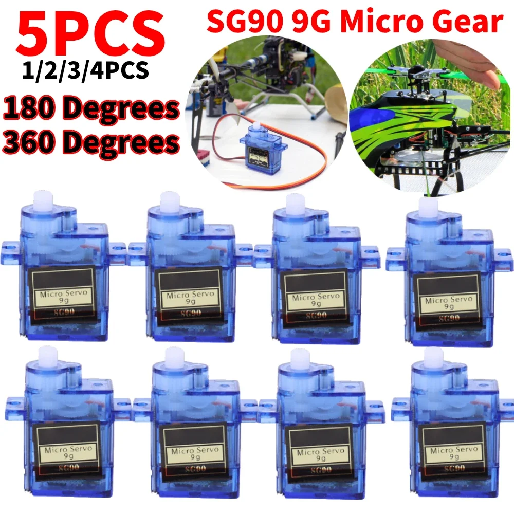 1-5PCS SG90 9G Micro Digital Servo Motor 180/360 Degren for Robot 6CH RC Helicopter Airplane Controls Arduino FPV RC Car