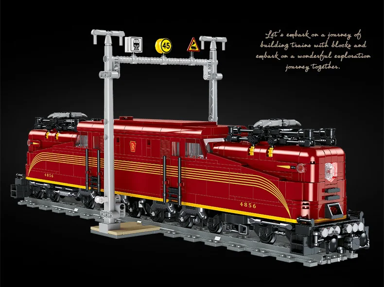 Klassisches Stadtfahrzeug-Bausteinset Eisenbahn-Konstruktion Vintage-Expresszug Lernspielzeug-Kollektion mit Beleuchtung – Detail 2
