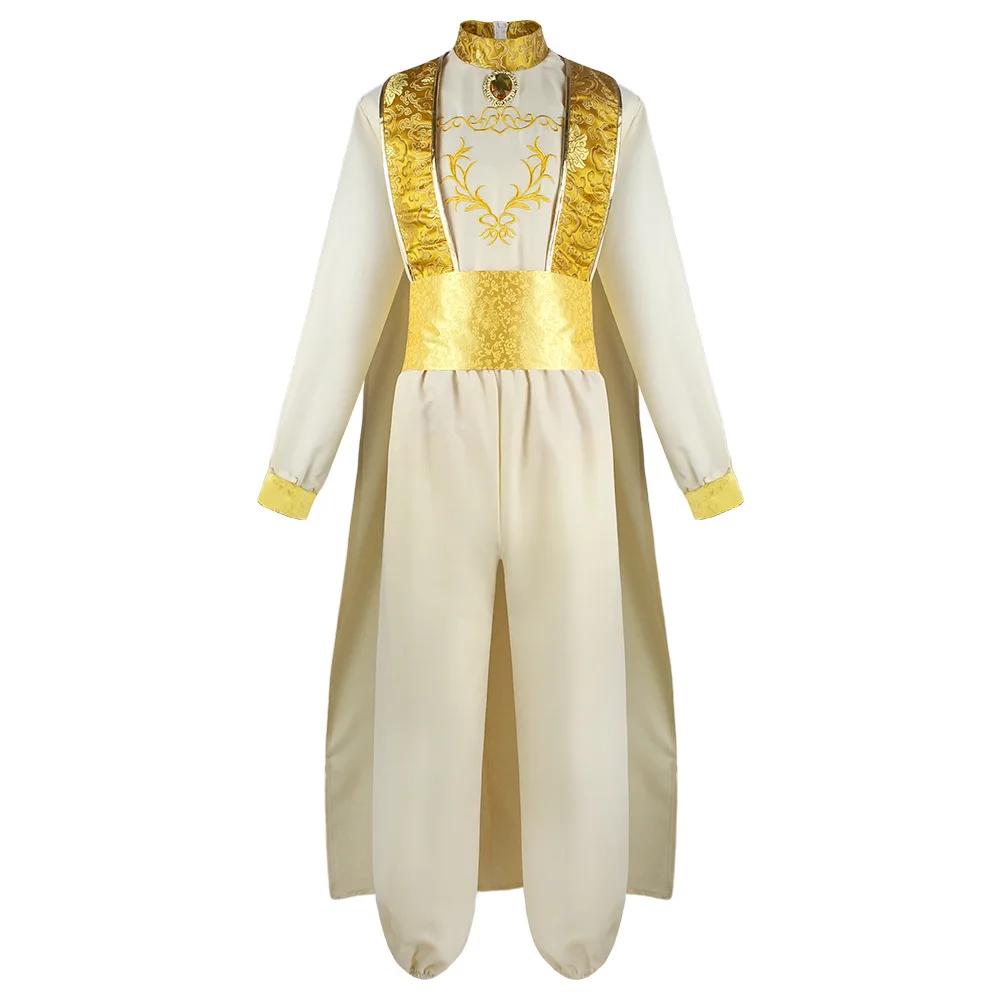 Adult Aladdin Cosplay Costume Arabian Prince Outfit With Gold Embroidery For Halloween Party Stage Performance - view 4