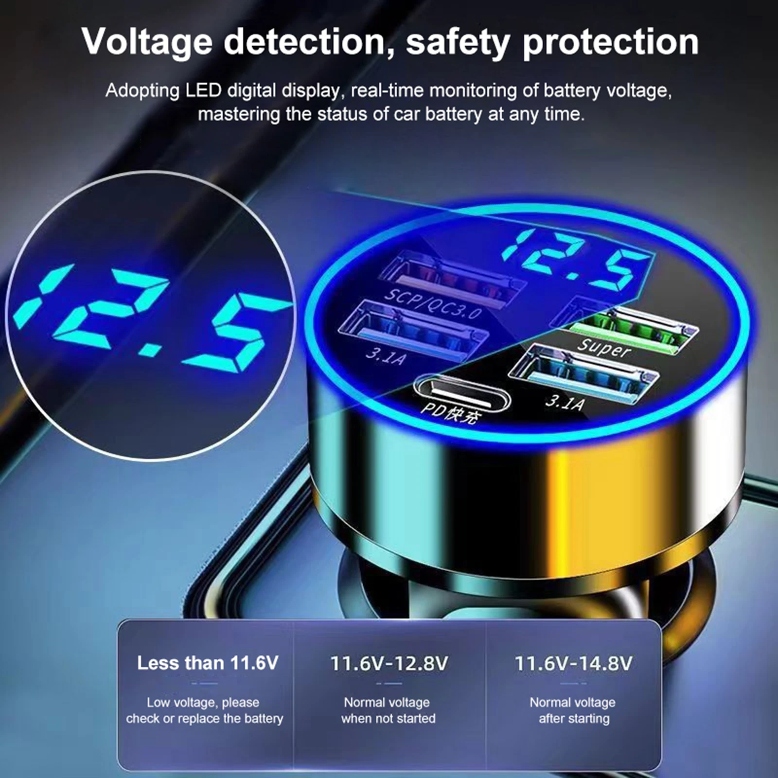 250W Car Fast Charging Adapter 5 Ports Type C PD Mini Car Charger Lighter for Huawei OPPO Oneplus iPhone 14 Pro Max 13 12 11