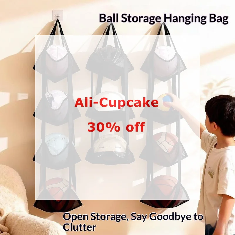 3/4 Tier Mesh Hanging Ball Storage Bag Wall Mount Sports Organizer For Basketball Football Volleyball Doll Toys Playroom Garage