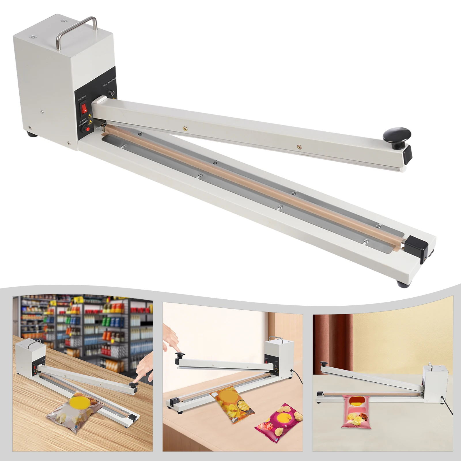 

Ручной импульсный упаковщик 26 дюймов, машина для термосварки, 8 передач, упаковщик пластиковых пакетов, без предварительного нагрева, пластиковый пакет из крафт-бумаги, домашняя кухня