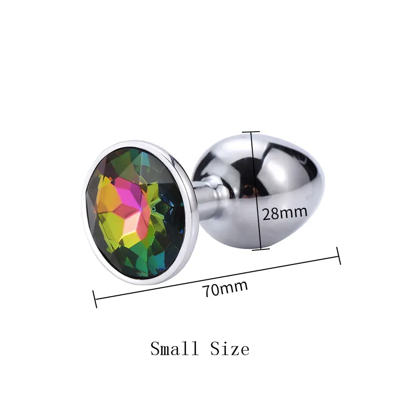 Metal Anal Plug Crystal Jewelry Round Base Butt Plug Trainer Massage Anus Expansion Sex Toy for Male Women Gay Anal Plug