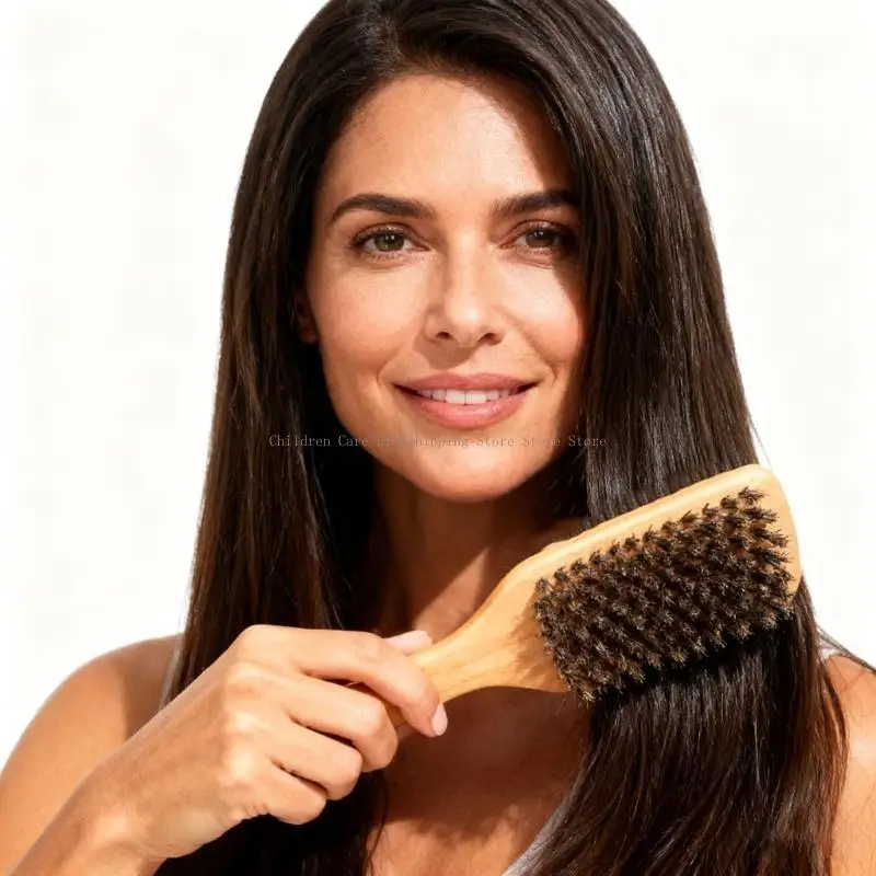 

Hair Brush for Smoothing Ponytail, Soft Boar Bristle Styling Border Control Brush for Sleek Hair, Teasing Hair Brush for Men