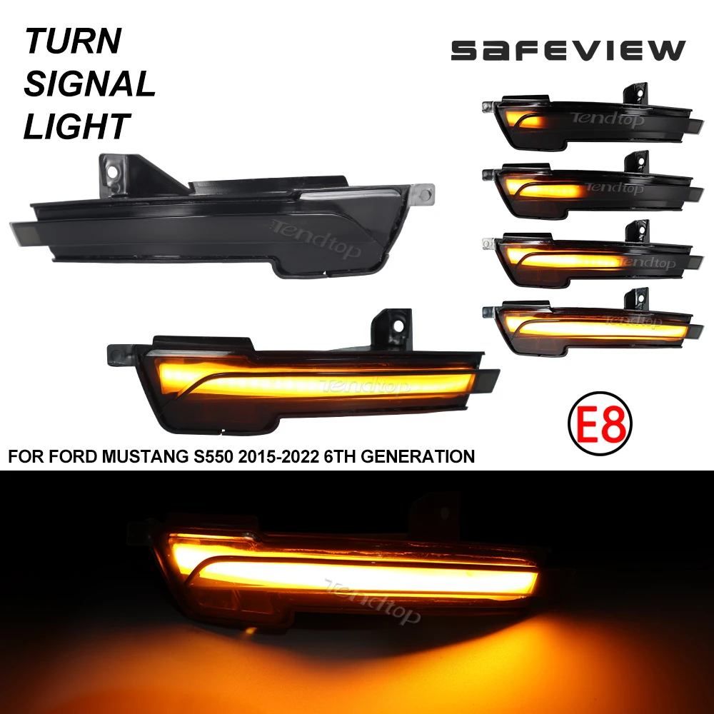 

2Pcs LED Dynamic Rearview Mirror Turn Signal Light Indicator Blinker Sequential Repeater Lamp For Ford Mustang S550 2015-2023