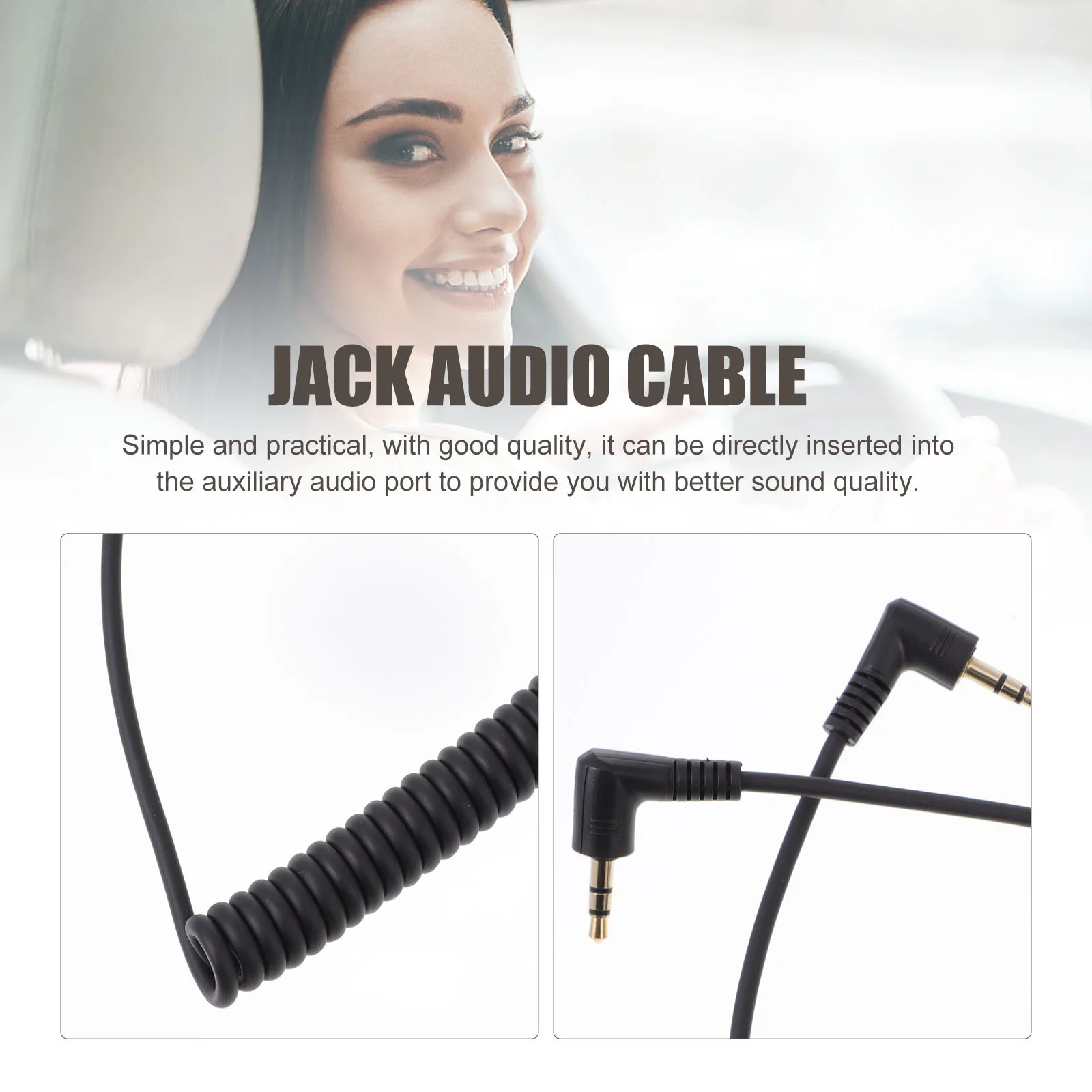 

1Pcs Audio Cable 3.5mm Male to Male Stereo Aux Cord for Car Sound System High Conductivity Spring Wire Design Black