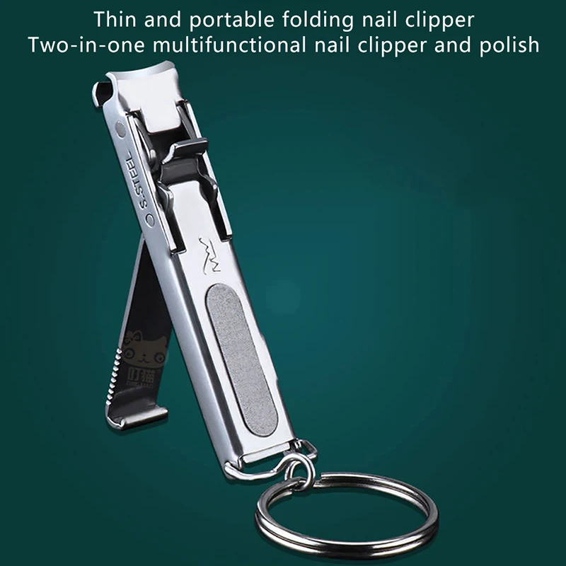 1PC Ultra-Thin Nail Clippers Collapsible Portable Travel Fingernail Keychain Nail Scissors Cutter Stainless Steel Manicure Tool