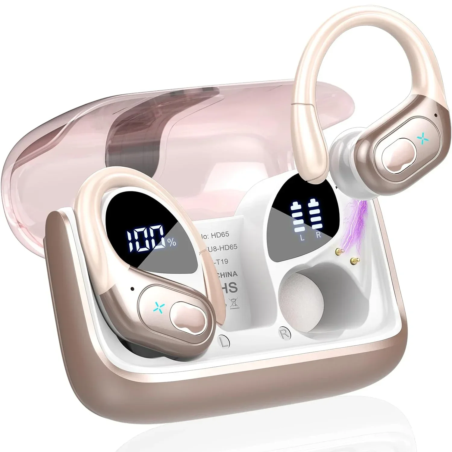 

【2025 New】Bluetooth 5.4 Wireless Earbuds 75Hrs Playtime, IPX7 Waterproof Sport Earphones with ENC Mic, Noise Cancelling Headsets
