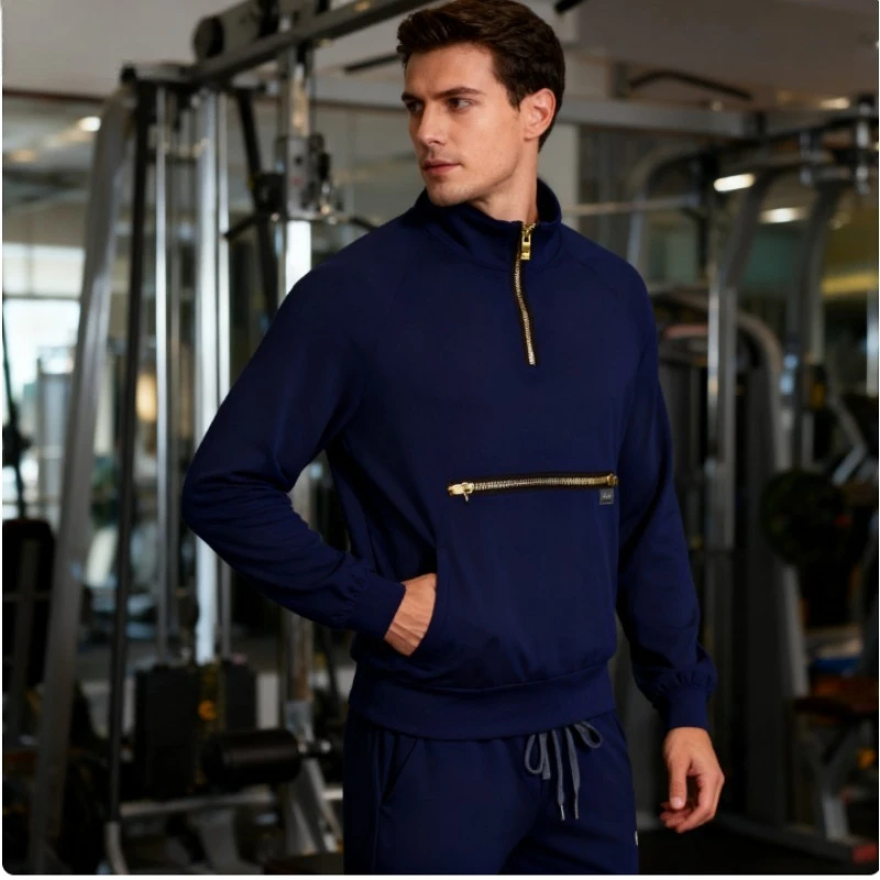 long-sleeve-scrub-set-notched-collar-stretch-uniform-unisex-for-hospital-nursing