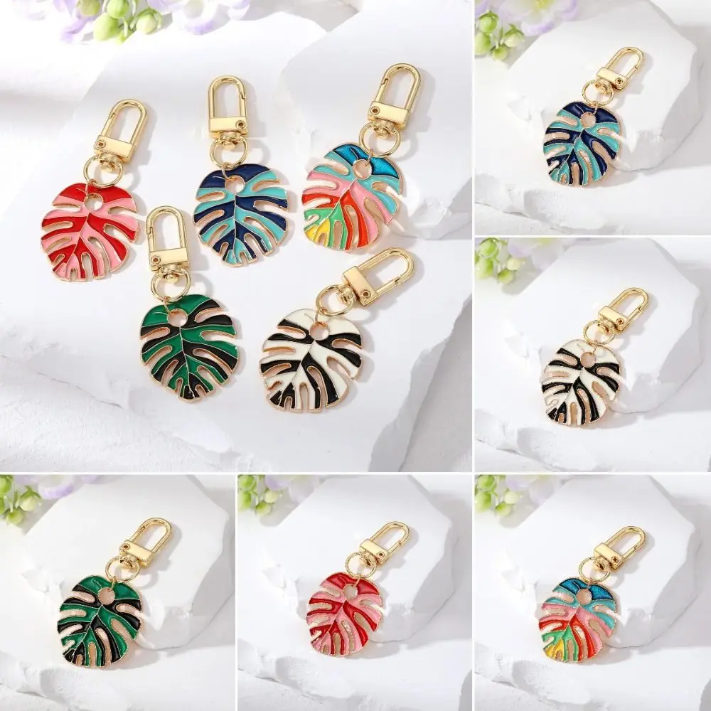 Colorful Leaf Leaf Style Oil Dropflat Keychain Metal Trendy Oil Dropflat Metal Pendant Unique Cute Backpack Charms