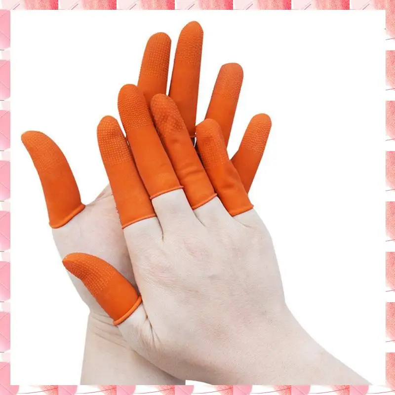 JAJA 100Pcs Rubber Anti-Slip Finger Cots Orange Disposable Protective Finger Cots For Electronic Repair Easy To Use