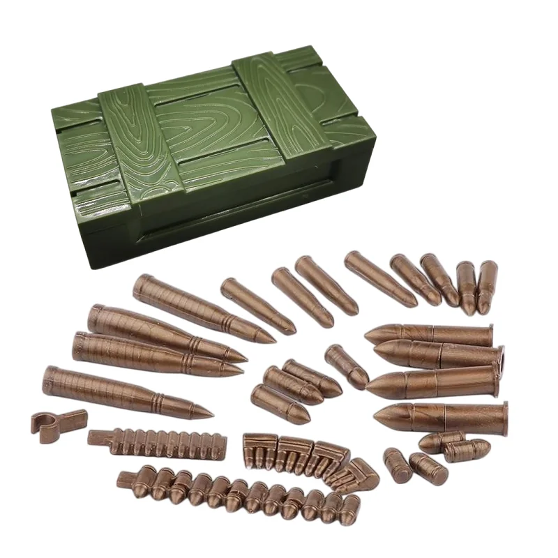 MOC – boîte à armes militaire WW2, Mini figurines d'action de soldat, accessoires, pièces, blocs de construction, jouets en briques