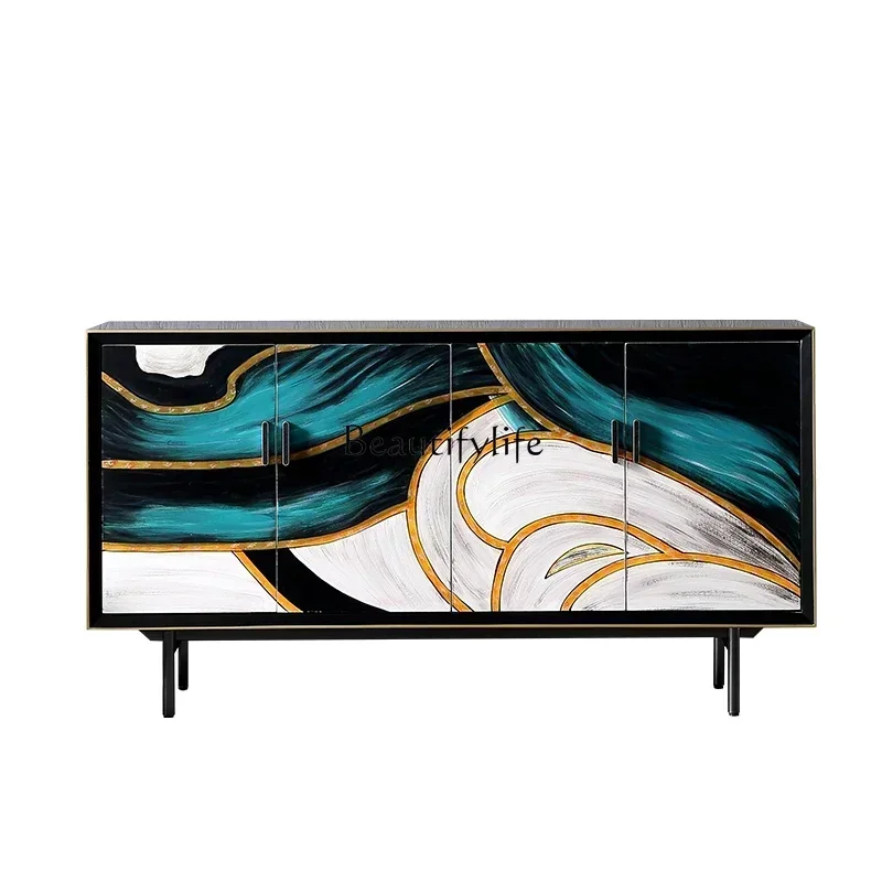 

Designer wabi sandy wind close cabinet hotel decoration bedroom TV cabinet creative villa customizationLX