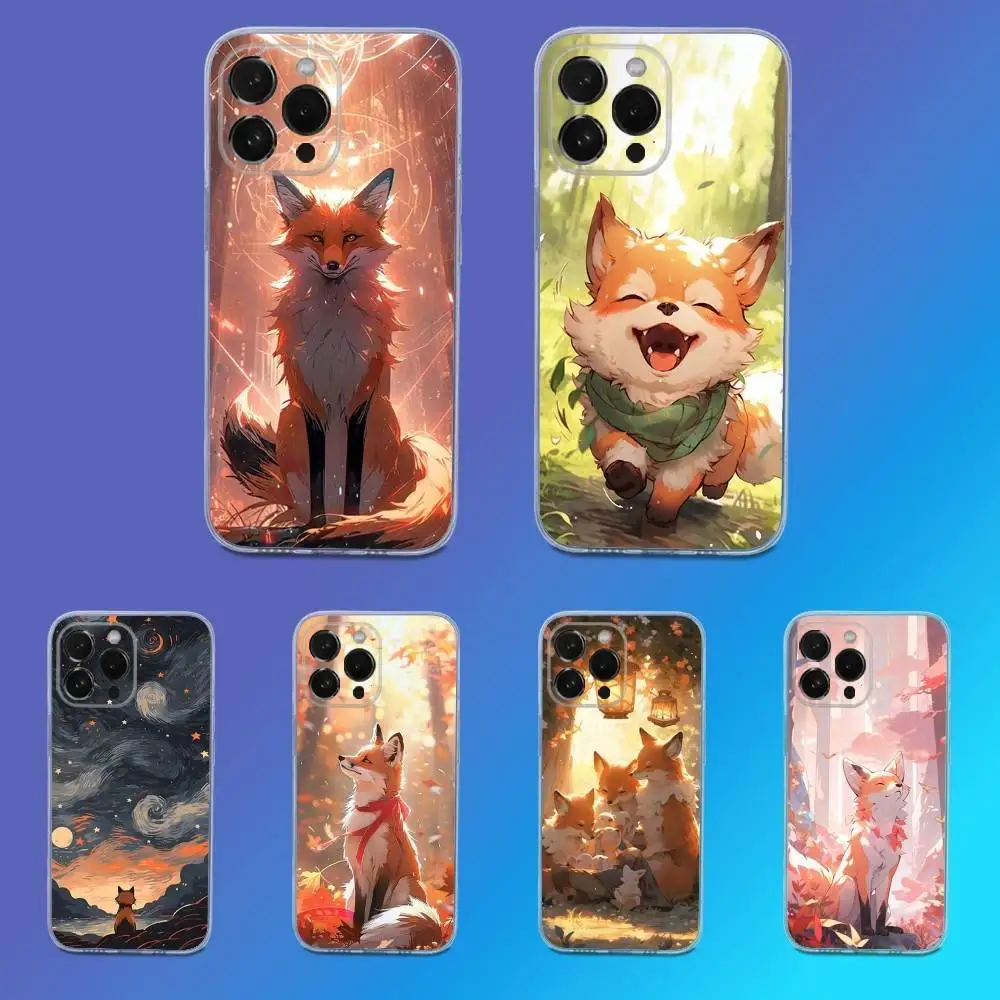 

Cute Fox Cartoon Phone Case For iPhone 16,15,14,13,12,11 Pro,Max,Plus,X,XS,XR,SE,Mini Transparent Silicone Soft
