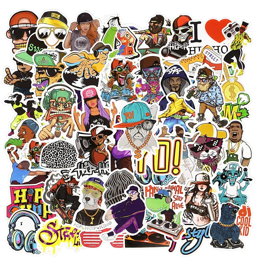 50 PCS Hip Hop Stickers Rap Rock Breaking Pop Culture Graffiti Cool Stickers Waterproof DIY Skateboard Laptop Bike Car Decals