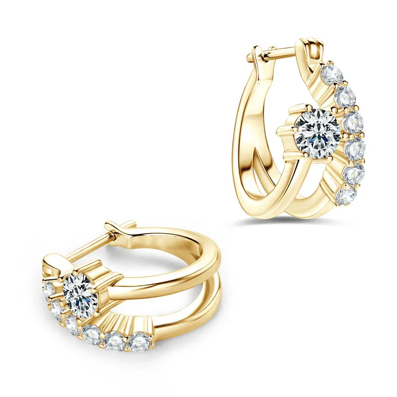 RAPRGOLD GRA Certified Round Moissanite Hoop Earrings for Women Real 925 Sterling Silver Huggie Earring Jewelry Gifts Pendientes view 4