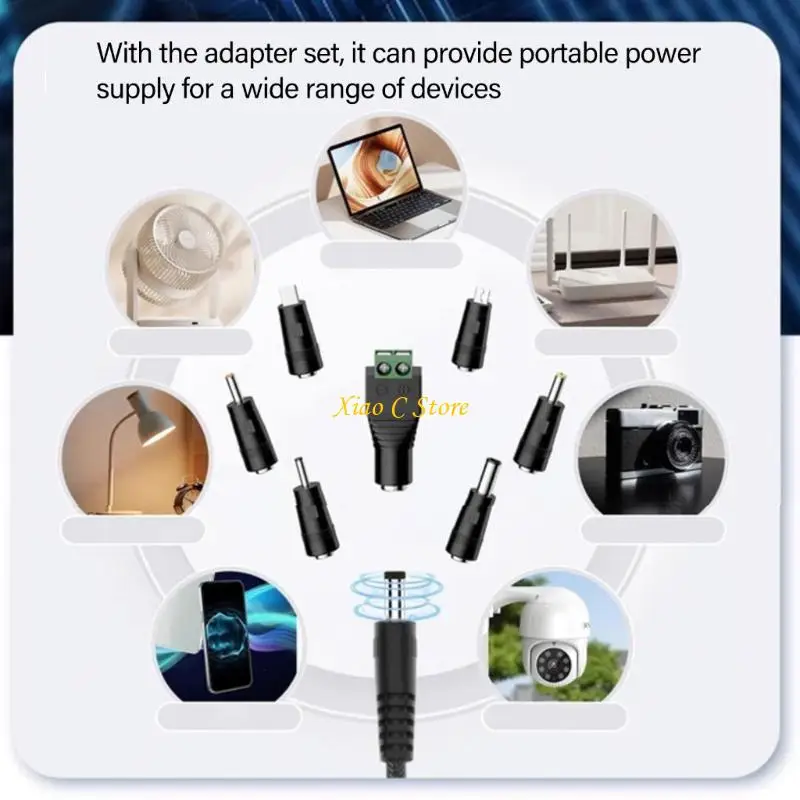 

Y1AE PD100W Type C To DC5.5x2.5mm Power Cable 34 Connectors Tips Adjustable Output