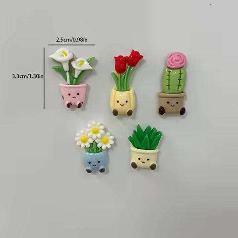 5-Pot Potted Flower Fridge Magnets - Cute Decor for Kitchen Whiteboard, Locker &amp; Dishwasher; Perfect Gift Idea for Christmas