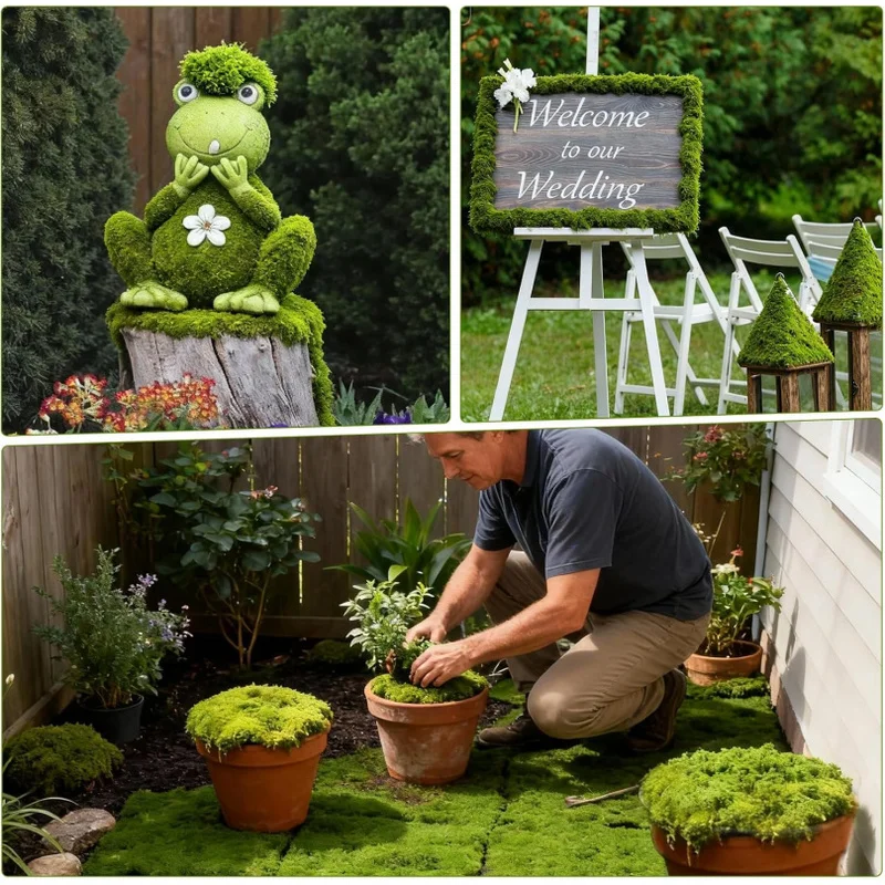 Artificial Fake Moss For Crafts Floral DIY Projects, Decorative Moss For Indoor Plants, Fairy Garden Decor Wedding Centerpieces - view 4
