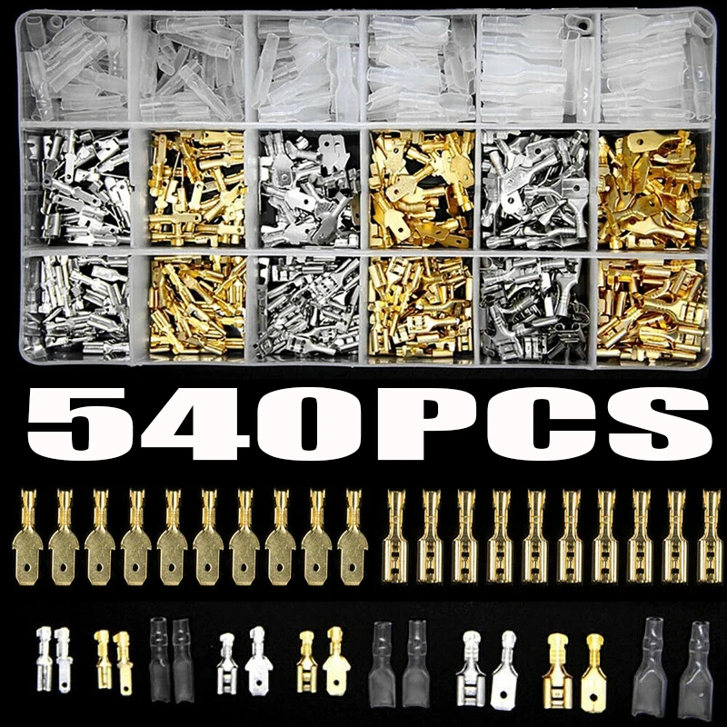 

540Pcs 2.8/4.8/6.3mm Insulated Crimp Terminals Assortment Kit Seal Electrical Wire Connectors Crimp Terminal Connector