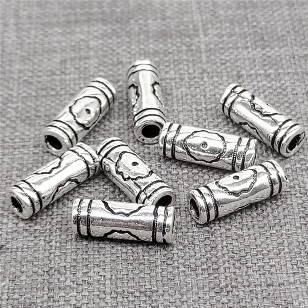 

8pcs of 925 Sterling Silver Lotus Leaf Barrel Tube Beads for Bracelet Necklace