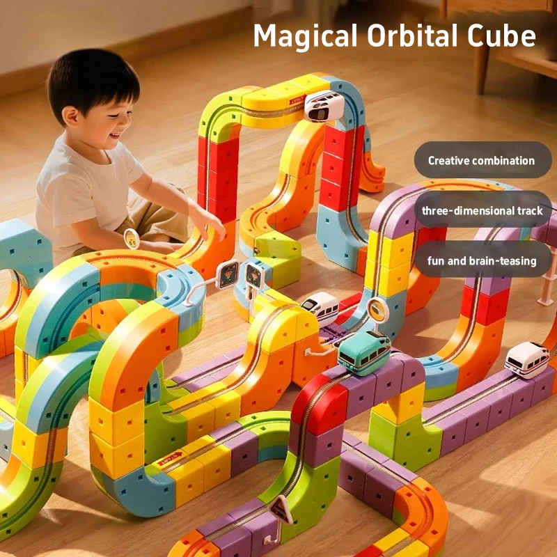 Diy Educational Toys Assembly Three-dimensional Magnetic Track Train Set Children's Toys Non-remote Control Rail Car Gift Box