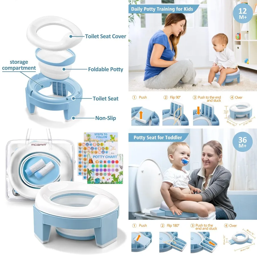 

Портативное сиденье для унитаза для приучения к горшку для малышей, мальчиков и девочек с защитой от брызг, складной чехол для горшка для путешествий и домашнего использования