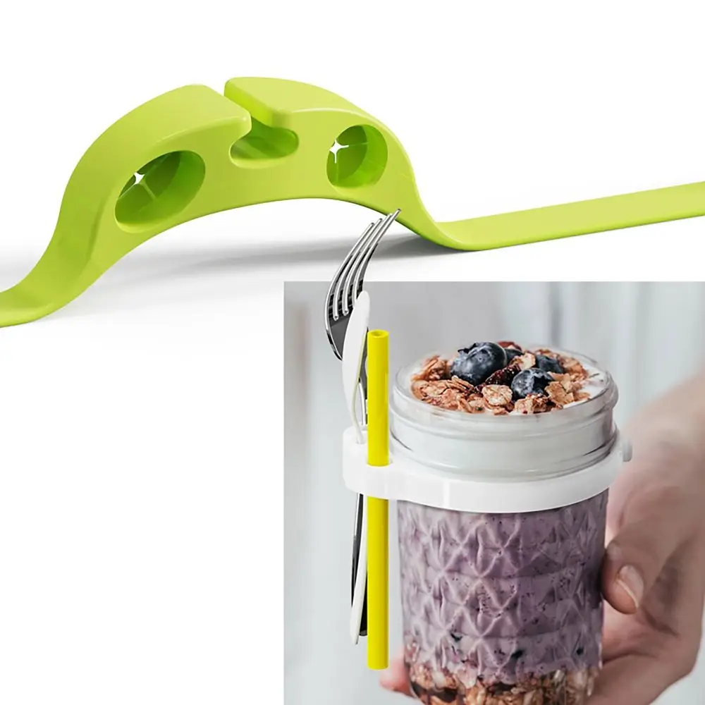 3 Holes Spoon Holder Elastic Non-slip Spoon Rest Hangable Bottle Accessory Silicone Cup Straw Strap