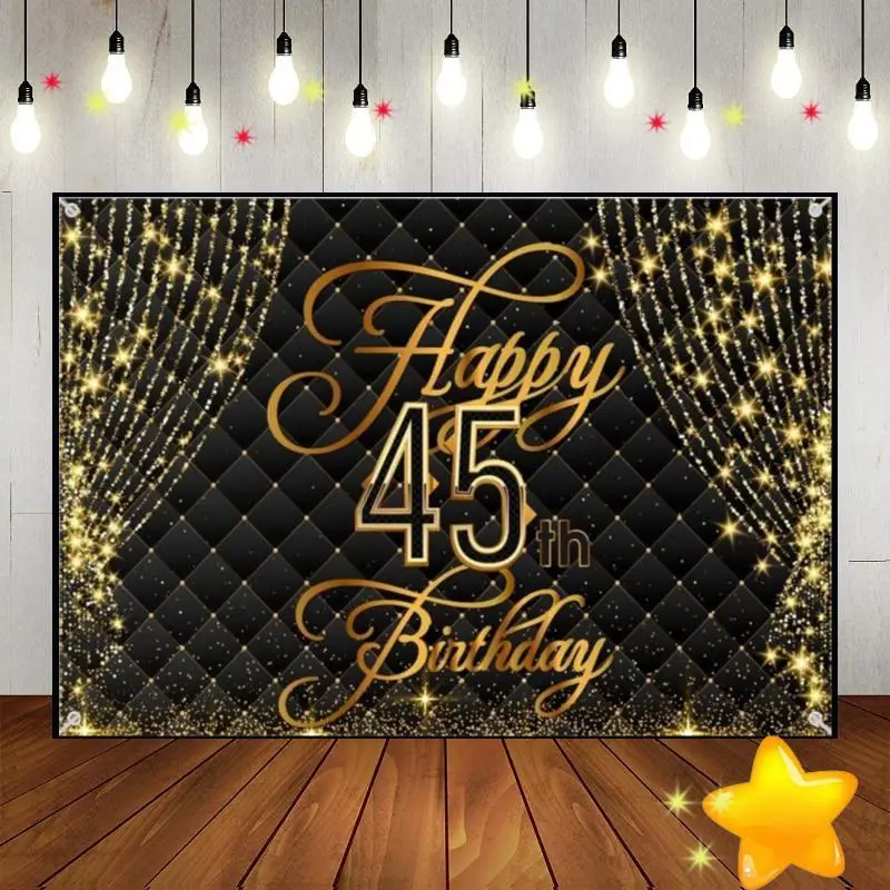 Happy 42th43th44th45th50th Birthday Background Photo Party Backdrop for Photography Lantern Decoration Artistic Custom Green Scr