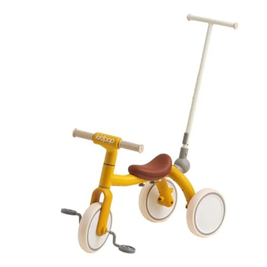 

4-in-1 Toddler Tricycle with Adjustable Push Handle for 1-4 Year OldBirthday Gift and Toy for Boys and Girls Removable Pedals B