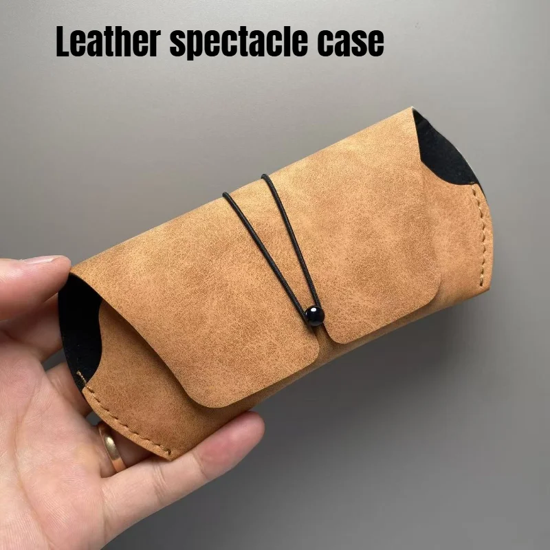 Retro Leather Sunglasses Case Premium Portable Eyewear Storage Pouch Retro Minimalist Protective Box for Unisex Travel Daily Use