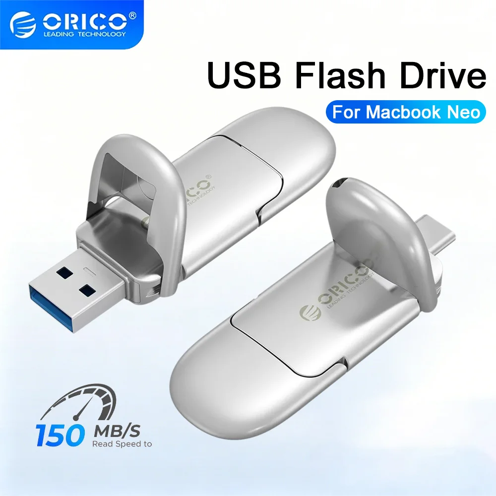 ORICO Portable Flash Drive Dual USB Flash Drive Type C + USB A Portable Type-C Flash Drive 2-in-1 USB-C Thumb Drive for MacBook