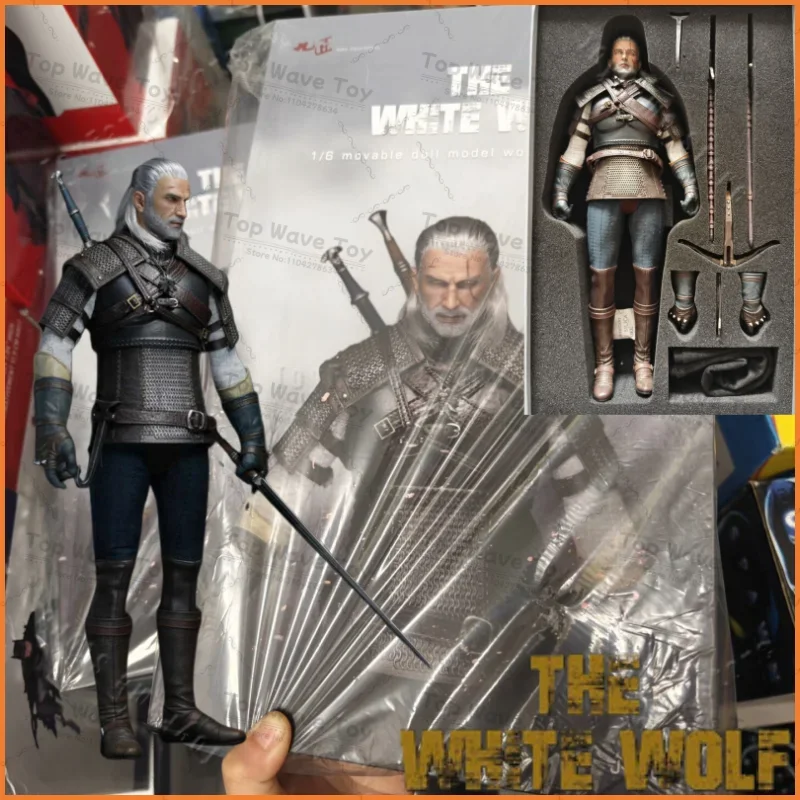 Oferta especial en stock: Figura de acción articulada de Geralt de Rivia (J-001) de Nine Craftsmen, 1/6, pelo blanco, 12 pulgadas, set completo, modelo de soldado, juguete.
