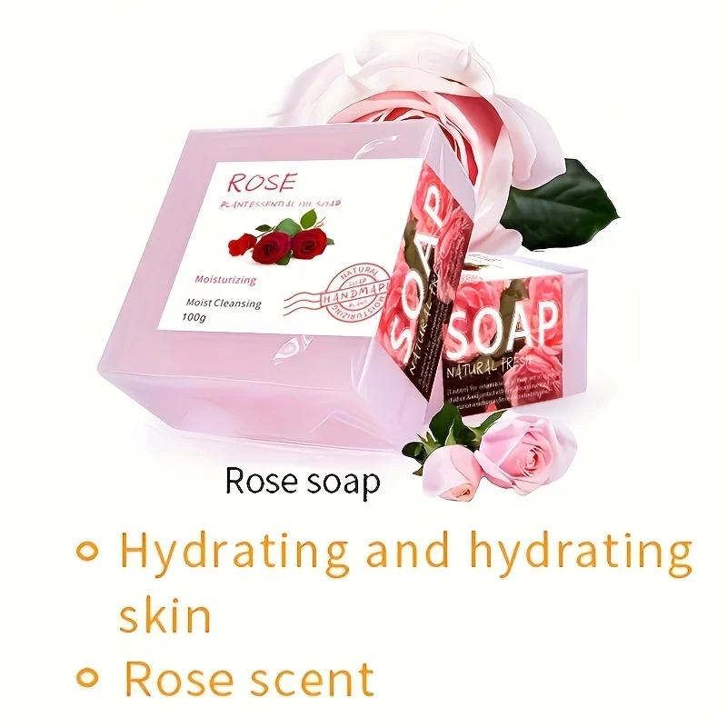Handmade Rose Soap – Rich Lather for Deep Cleansing, Hydrating & Purifying with Essential Oils 1pcs X 100g image 2