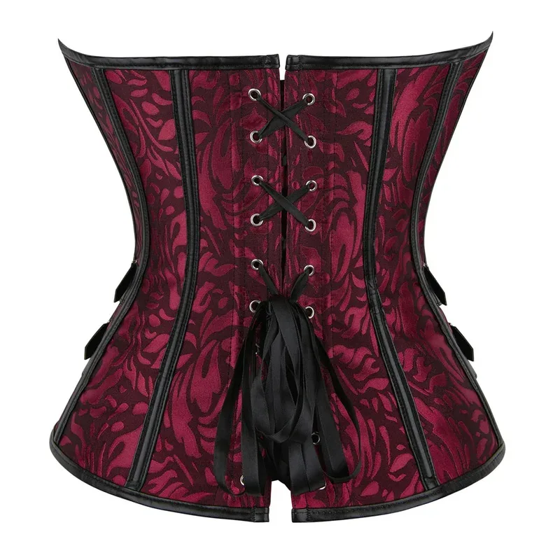 Женские готические корсеты L, стимпанк кожаный корсет, жаккардовый бюстье, пиратский баск, костюм для Хэллоуина, косплей, наряд для рейв-вечеринки