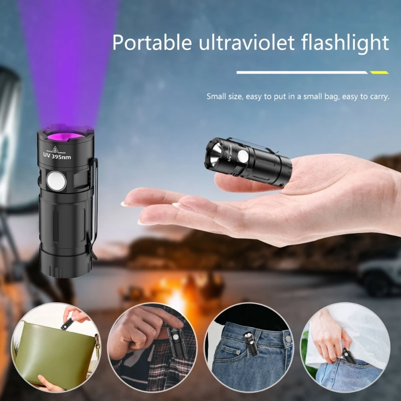 Handheld Ultraviolets Torch Light Rechargeable 395nm for Detecting Urine & Stain