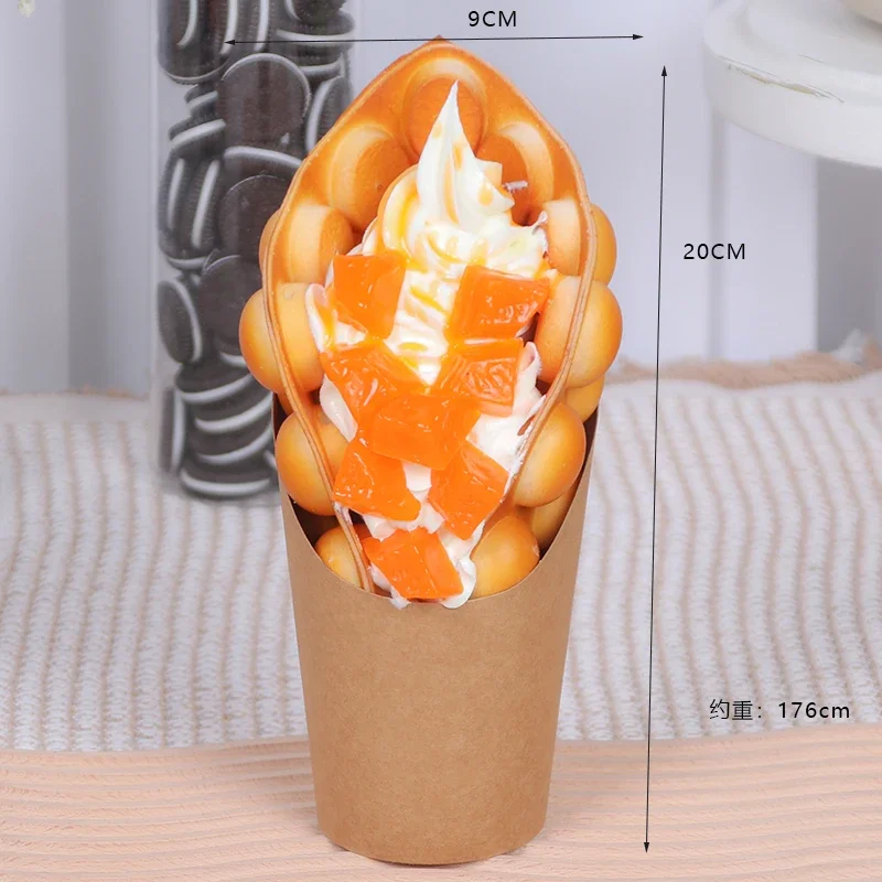 bubble egg waffle model Fake ice cream egg ggettes puff waffle cake food model bubble waffle food shop window display