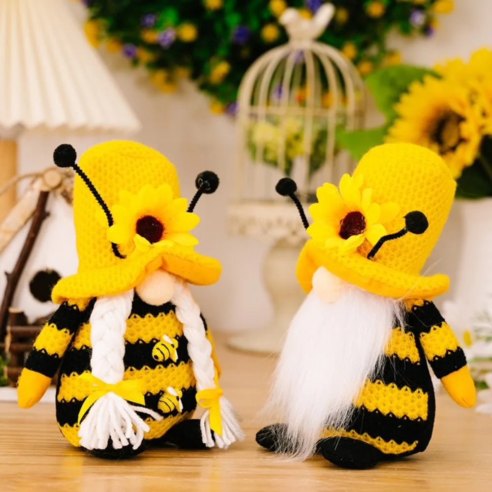 

New Plush Faceless Doll Decorative Ornaments Soft Handmade Honey Bee Gnomes Spring Gnome Decorations Home Decor