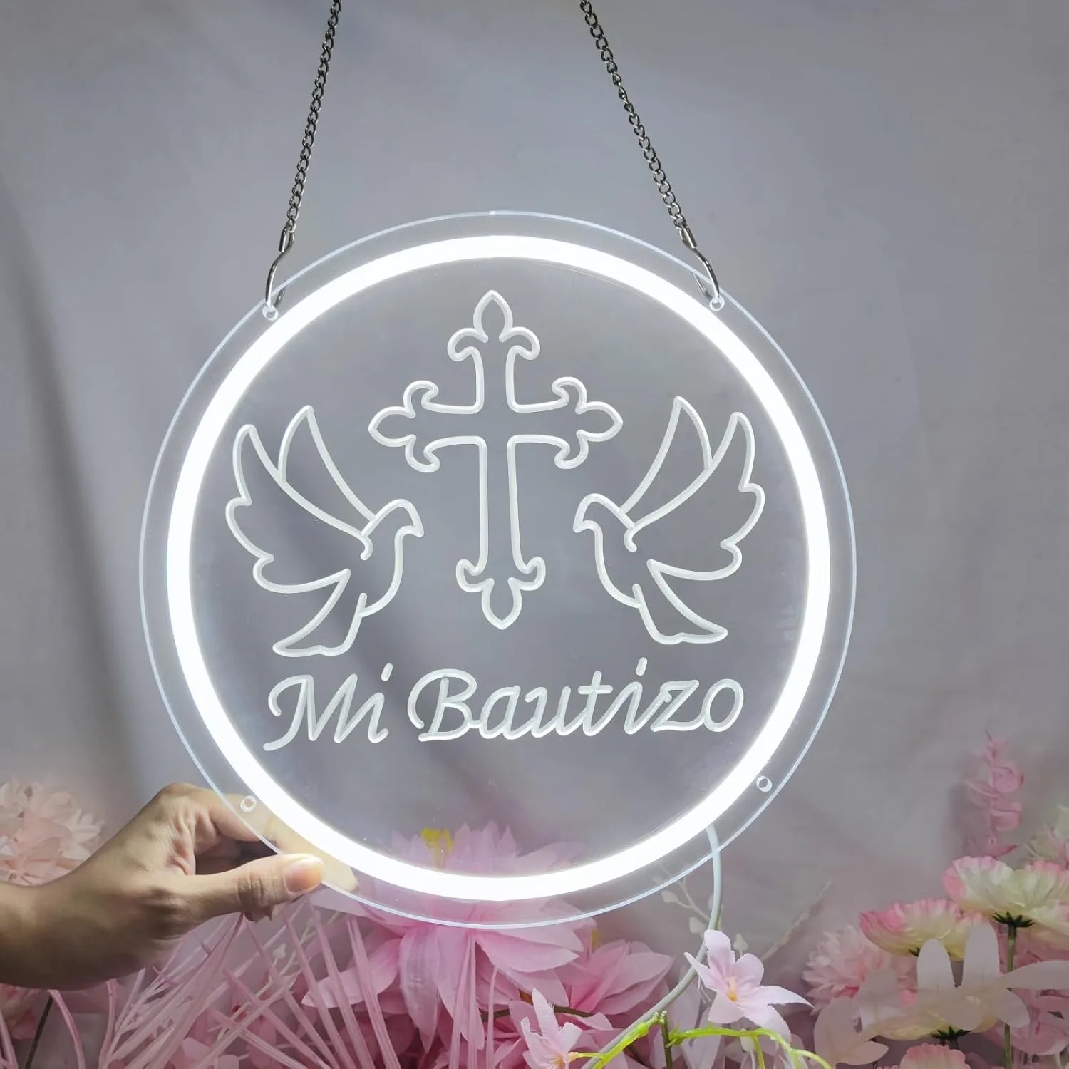 

Неоновая светодиодная вывеска «Mi Bautizo» для украшения на крестины, настенный декор «Recuerdos de Bautizo» для спальни мальчика/девочки, сада, вечеринки