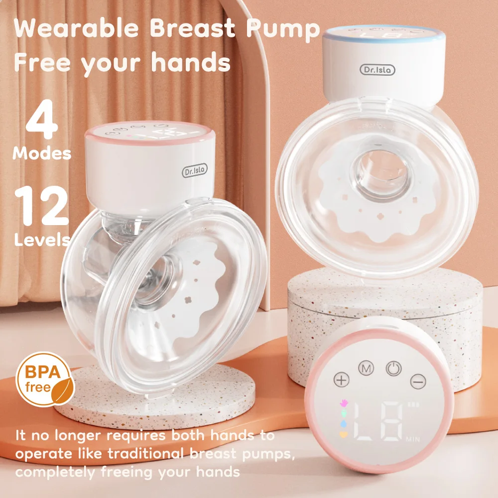 Dr.isla Portable Wearable Electric Breast Pump 4Modes Hands Free Breast Pumps 180ml Milk Collector With 1600mAh Battery BPA Free